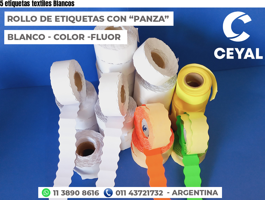 5 etiquetas textiles Blancos