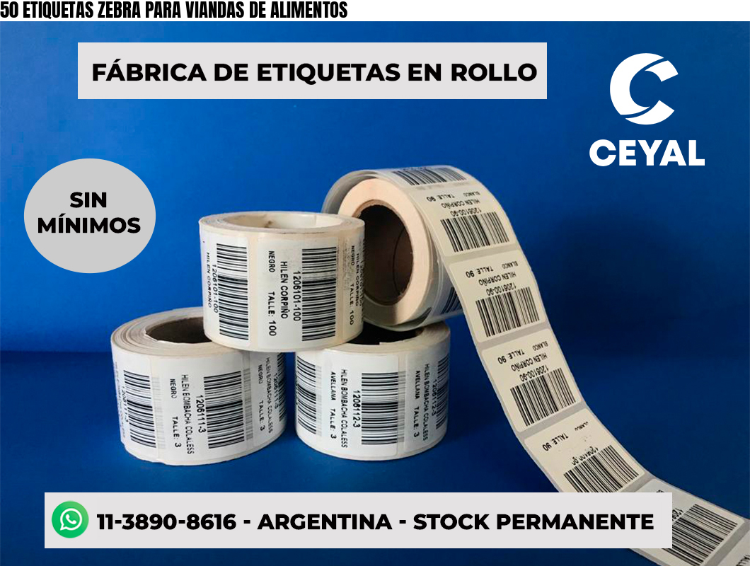 50 ETIQUETAS ZEBRA PARA VIANDAS DE ALIMENTOS