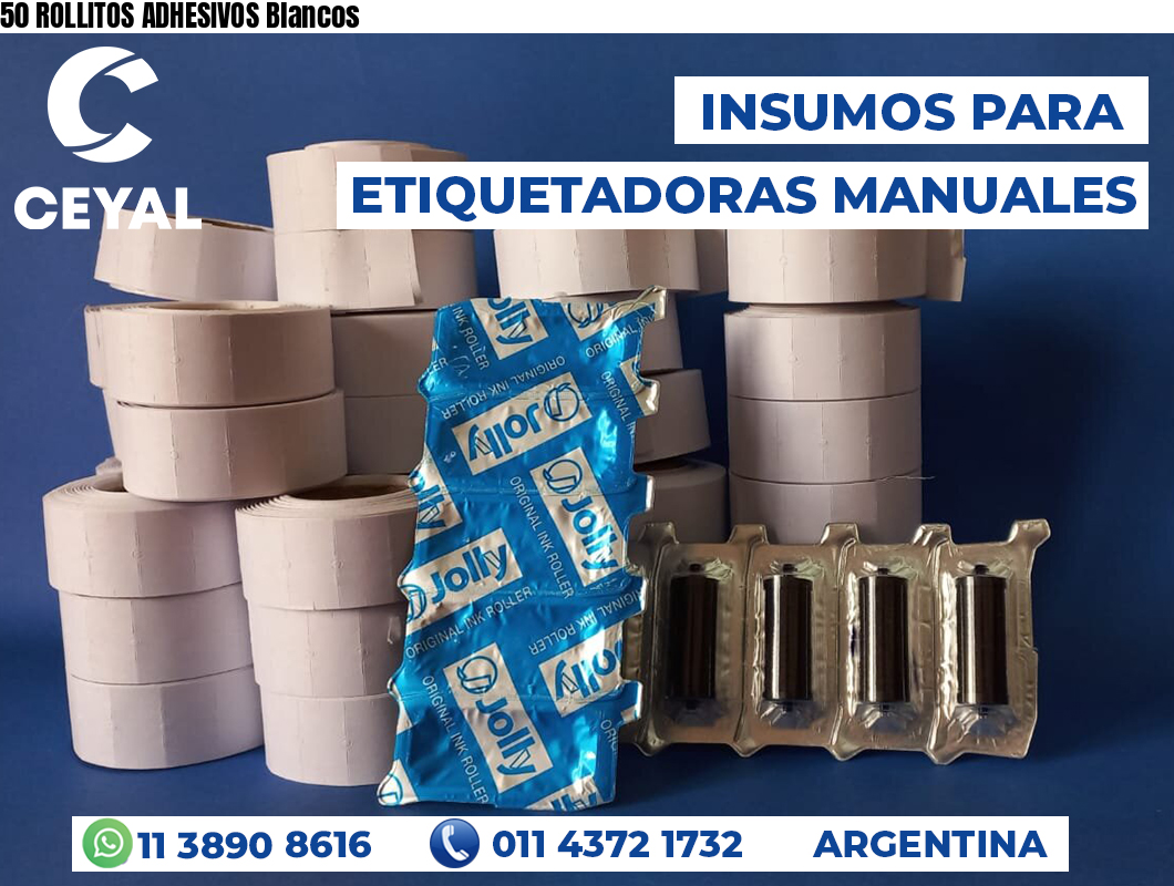 50 ROLLITOS ADHESIVOS Blancos