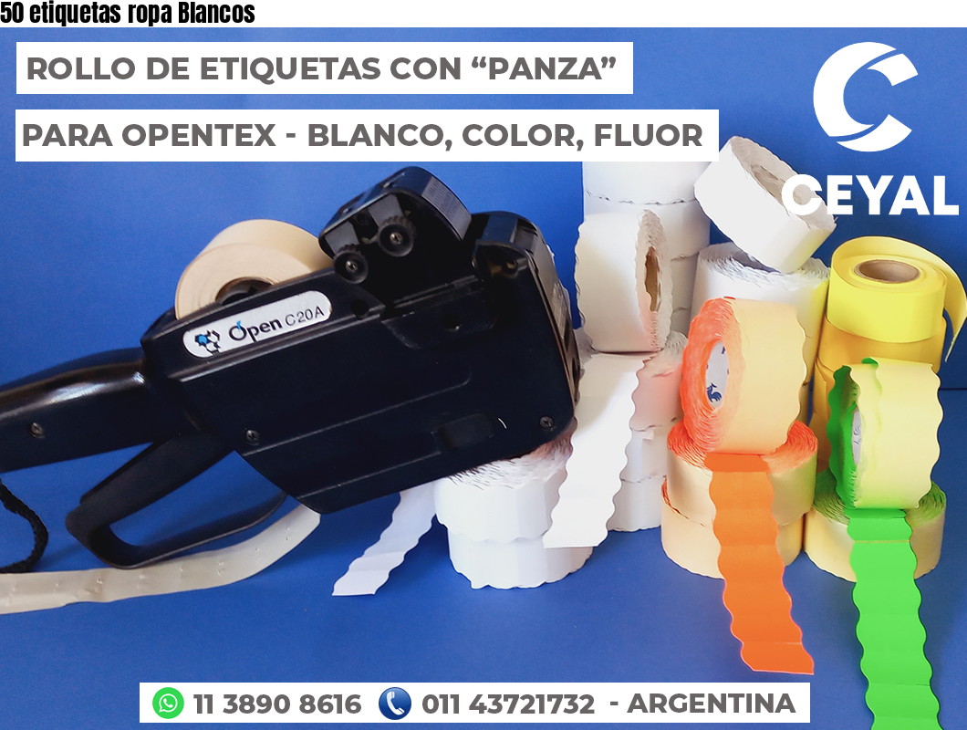 50 etiquetas ropa Blancos