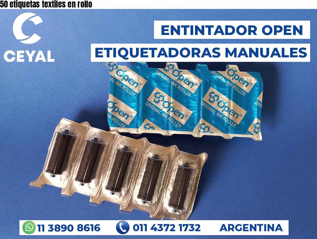 50 etiquetas textiles en rollo