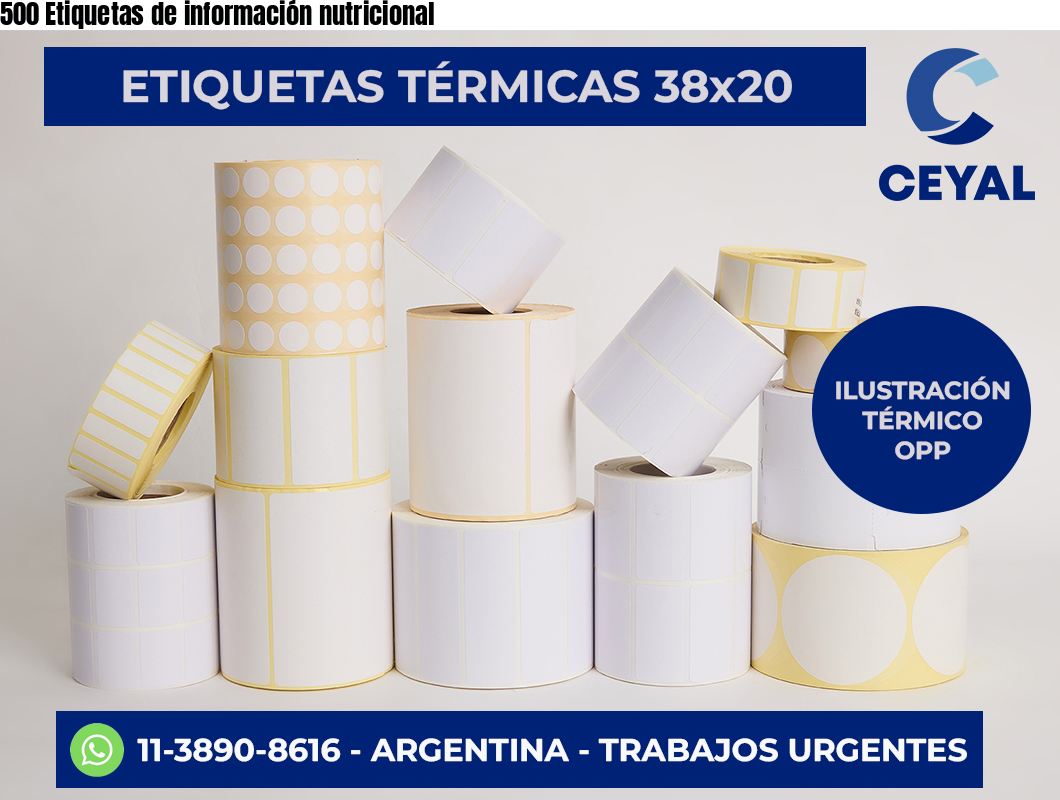500 Etiquetas de información nutricional