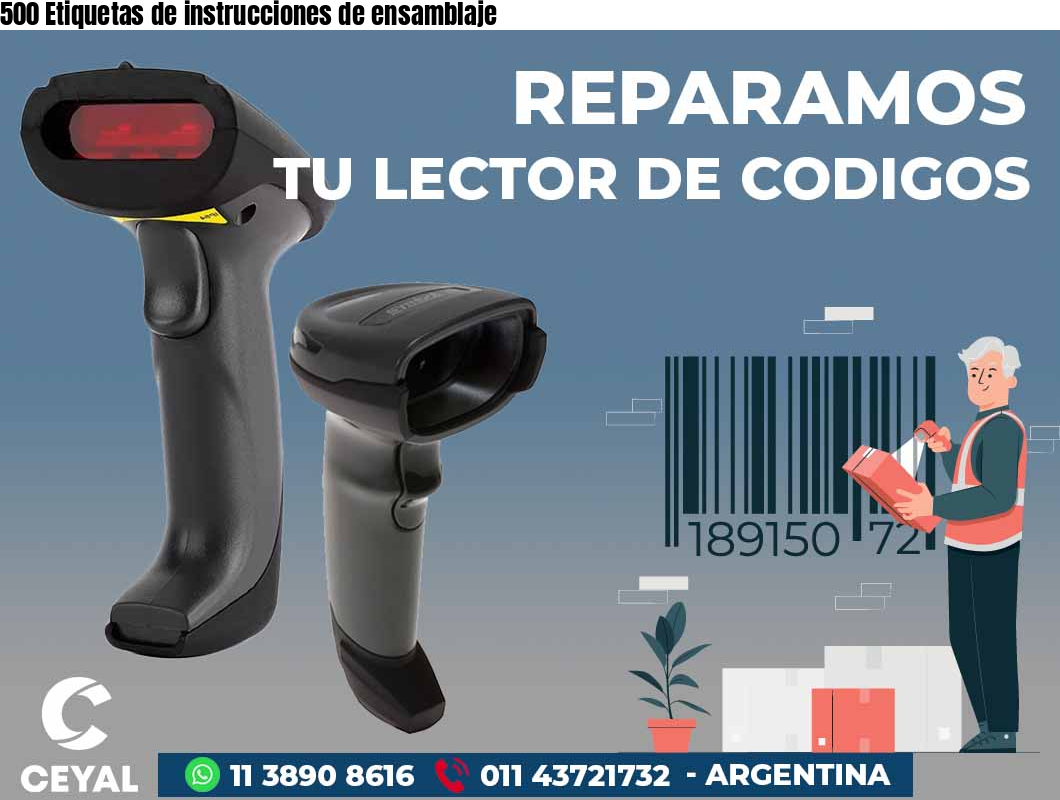 500 Etiquetas de instrucciones de ensamblaje