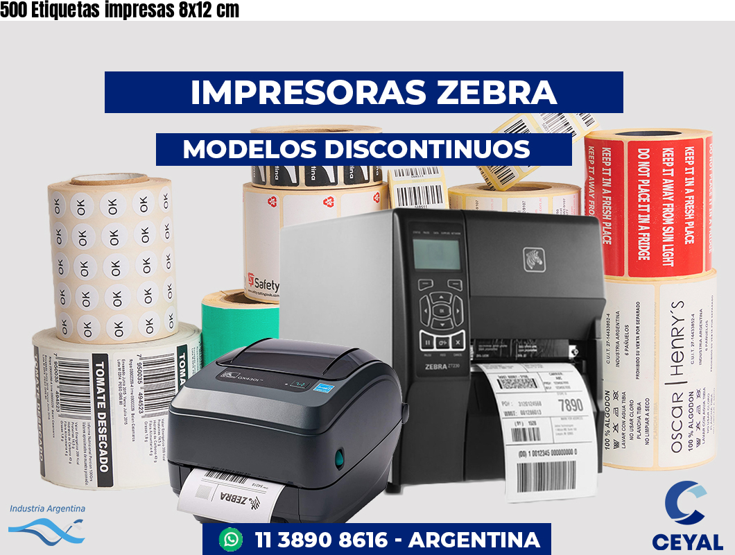 500 Etiquetas impresas 8x12 cm