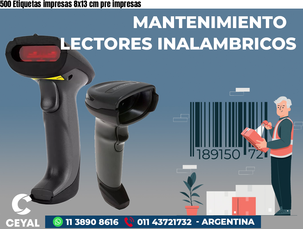 500 Etiquetas impresas 8x13 cm pre impresas