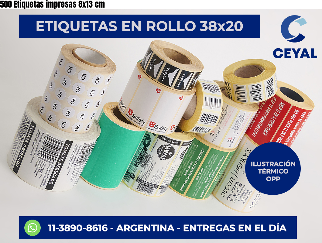 500 Etiquetas impresas 8×13 cm