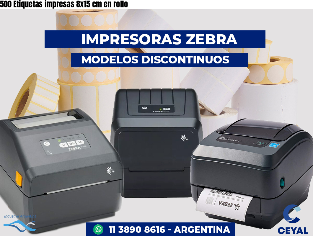 500 Etiquetas impresas 8x15 cm en rollo