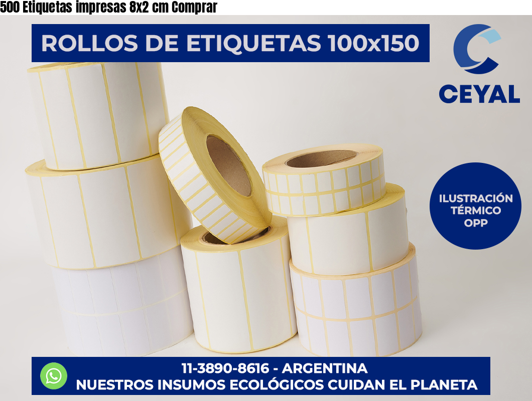 500 Etiquetas impresas 8×2 cm Comprar