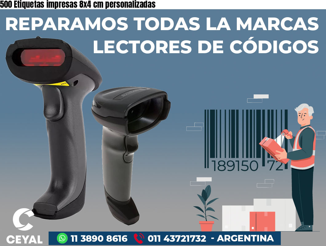 500 Etiquetas impresas 8x4 cm personalizadas