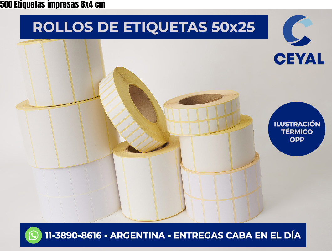 500 Etiquetas impresas 8×4 cm
