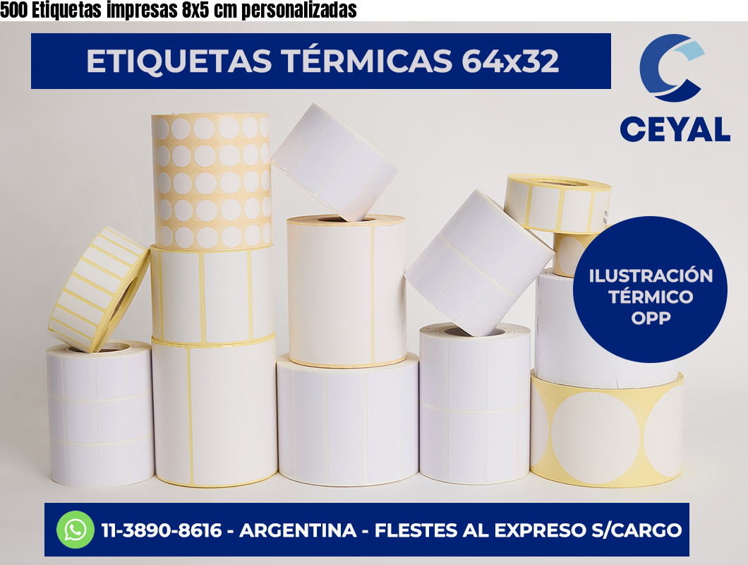 500 Etiquetas impresas 8×5 cm personalizadas