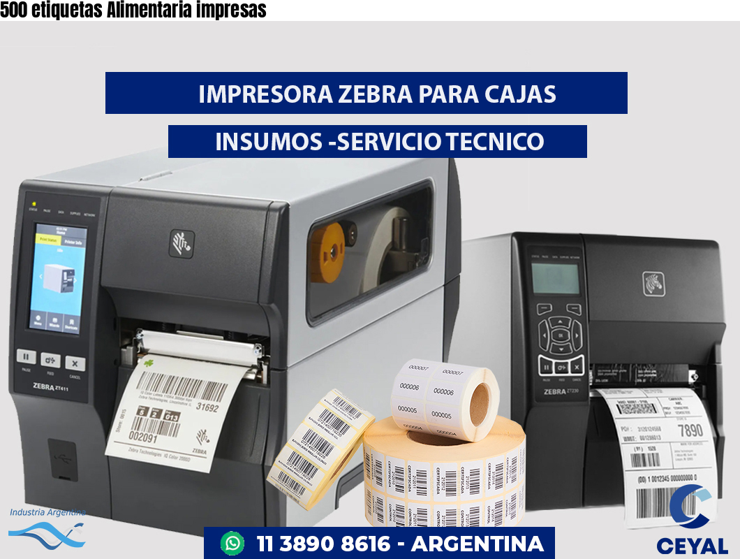 500 etiquetas Alimentaria impresas