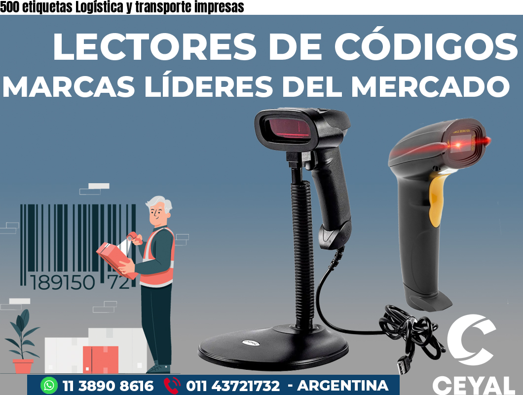 500 etiquetas Logística y transporte impresas