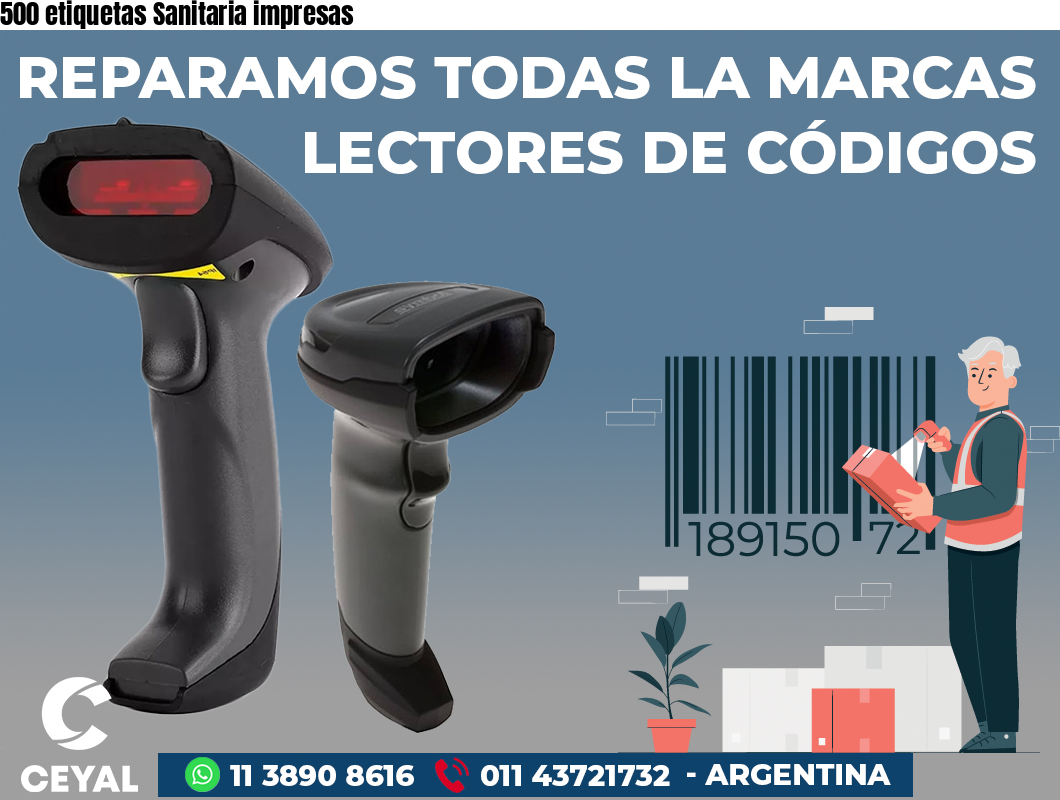 500 etiquetas Sanitaria impresas
