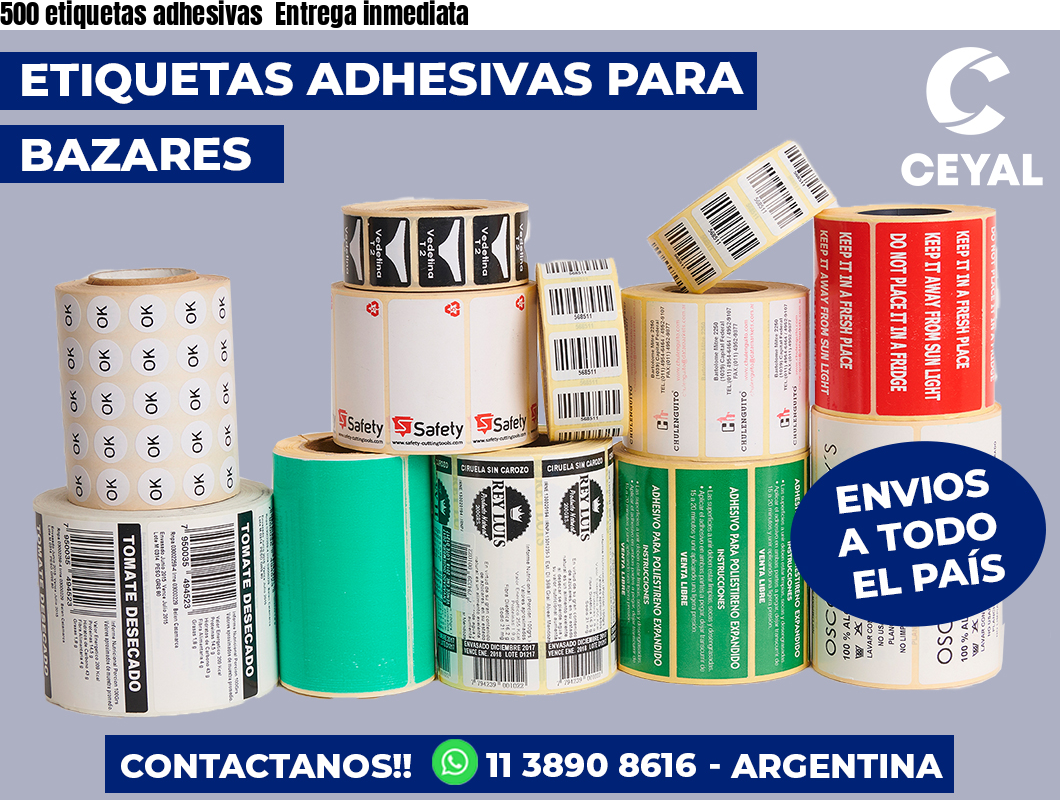 500 etiquetas adhesivas Entrega inmediata