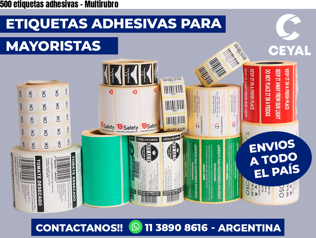 500 etiquetas adhesivas – Multirubro