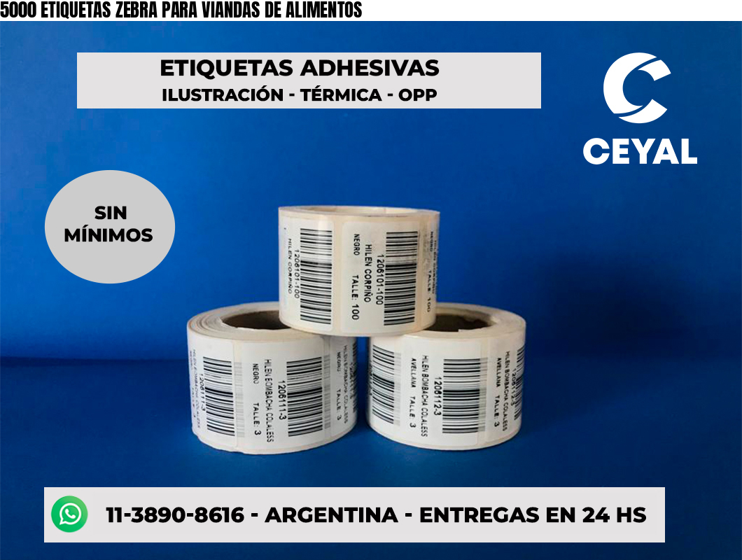 5000 ETIQUETAS ZEBRA PARA VIANDAS DE ALIMENTOS