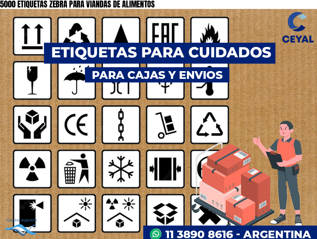 5000 ETIQUETAS ZEBRA PARA VIANDAS DE ALIMENTOS