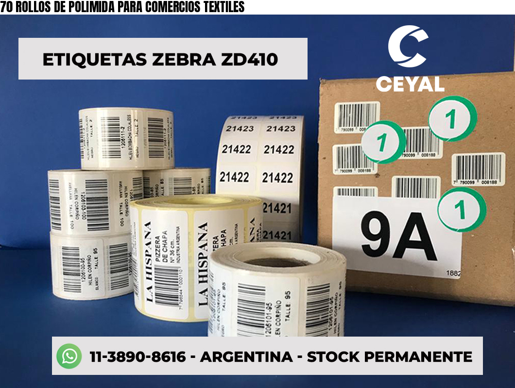 70 ROLLOS DE POLIMIDA PARA COMERCIOS TEXTILES