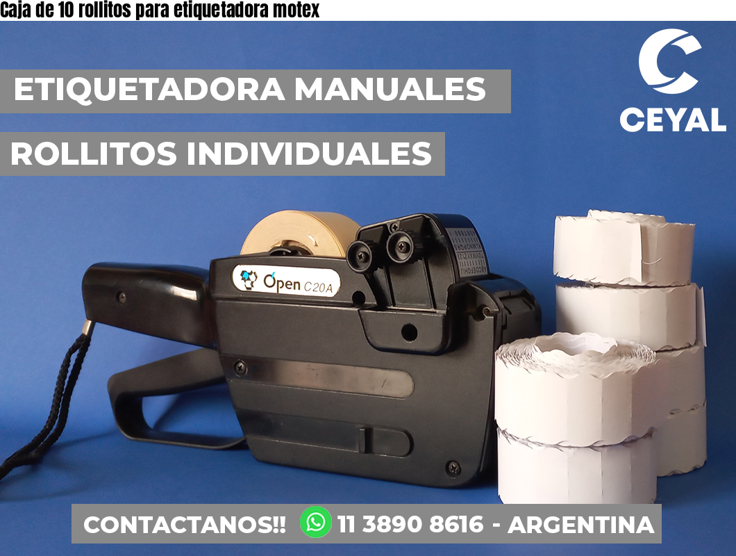 Caja de 10 rollitos para etiquetadora motex