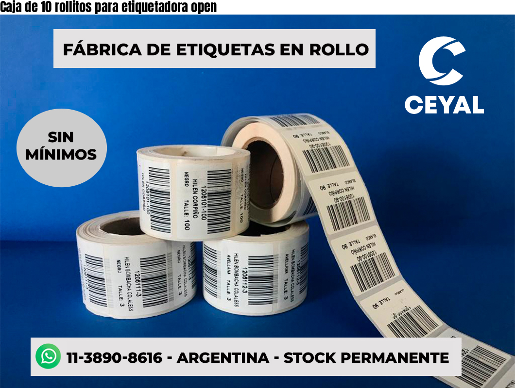 Caja de 10 rollitos para etiquetadora open