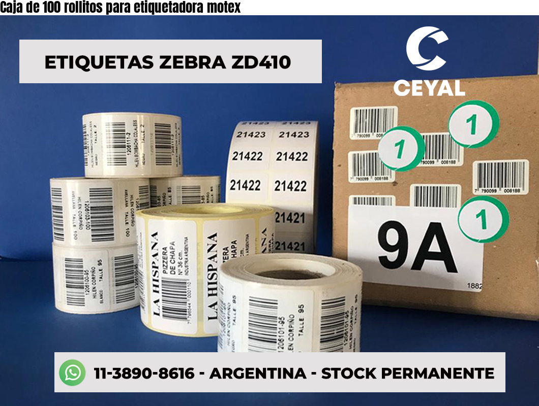 Caja de 100 rollitos para etiquetadora motex