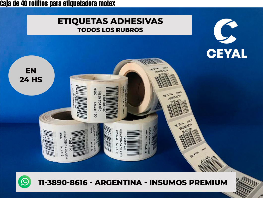 Caja de 40 rollitos para etiquetadora motex