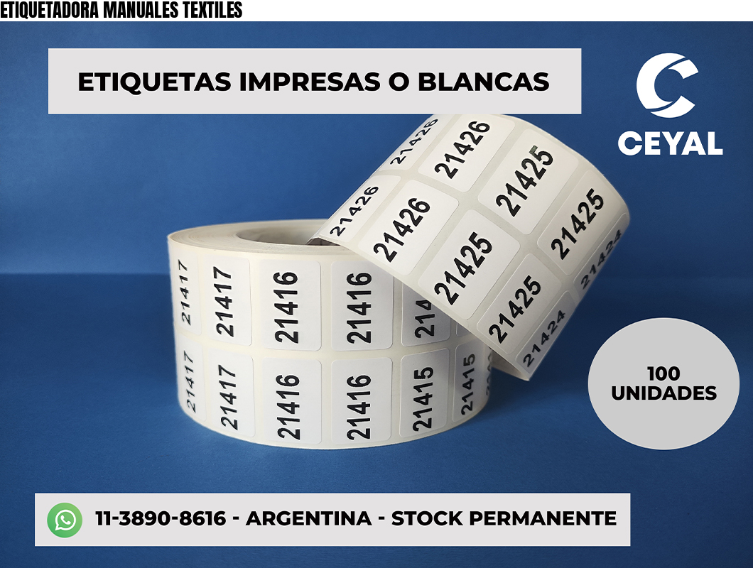 ETIQUETADORA MANUALES TEXTILES