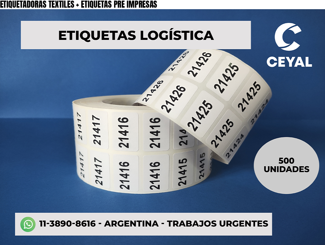 ETIQUETADORAS TEXTILES + ETIQUETAS PRE IMPRESAS