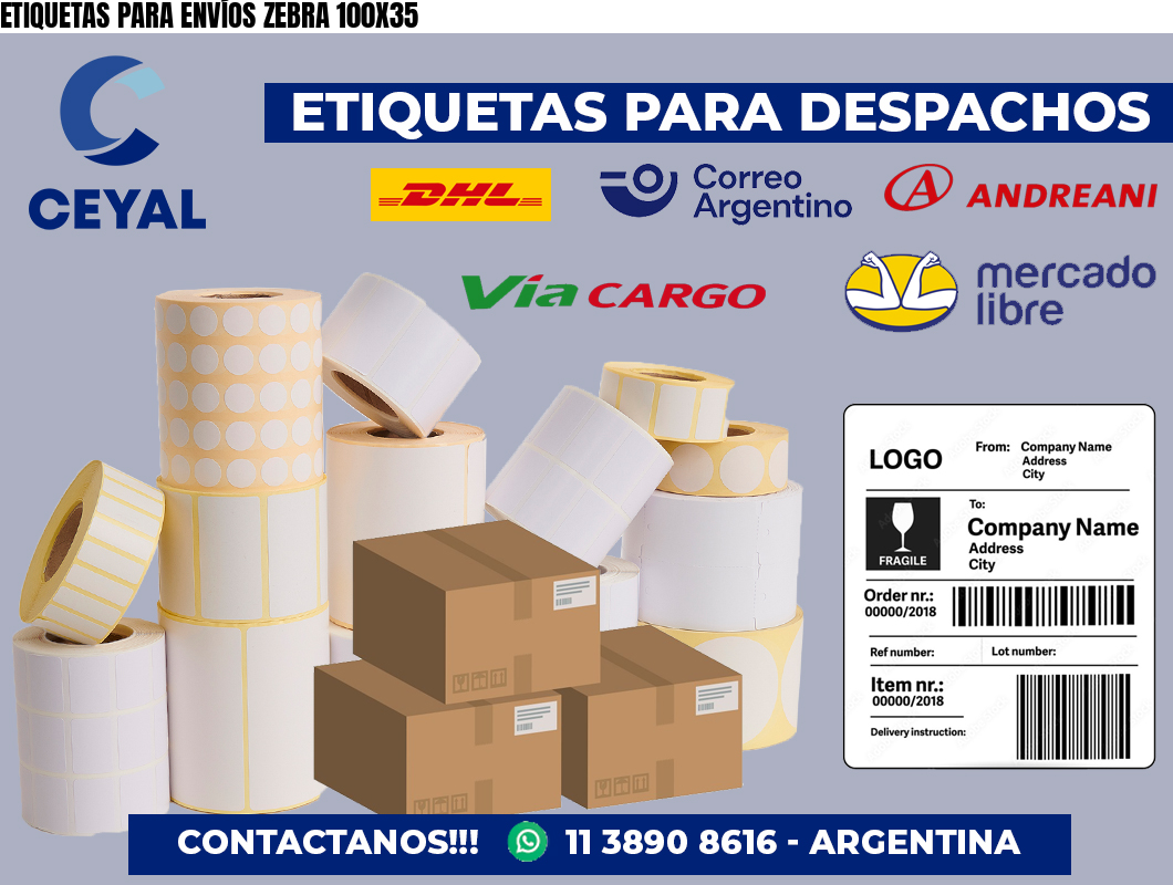 ETIQUETAS PARA ENVÍOS ZEBRA 100X35