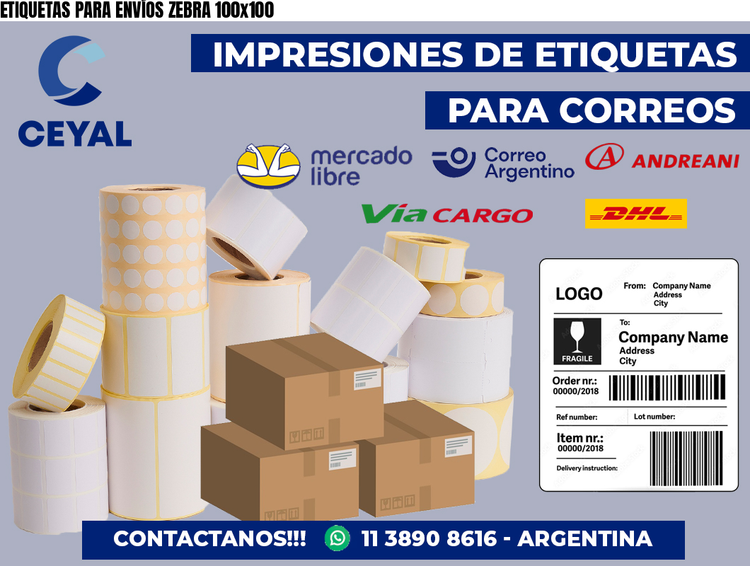 ETIQUETAS PARA ENVÍOS ZEBRA 100×100