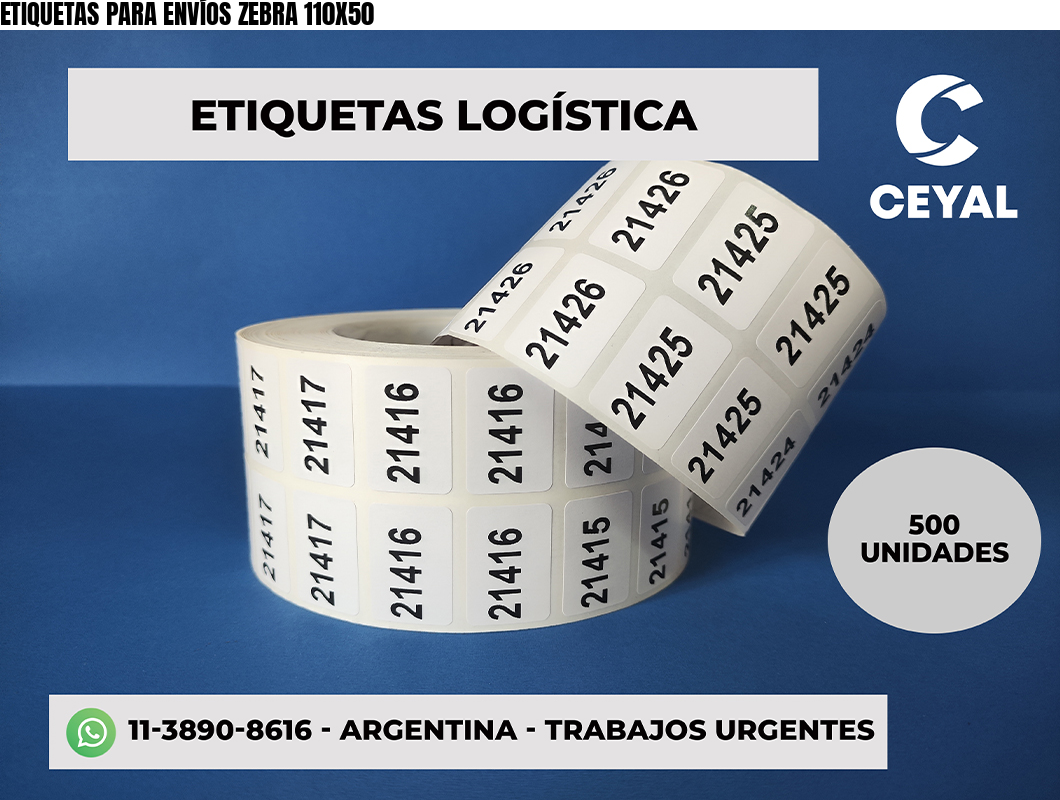 ETIQUETAS PARA ENVÍOS ZEBRA 110X50