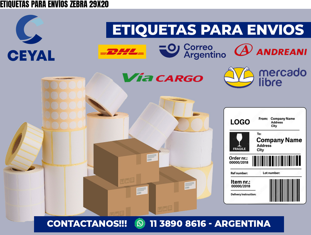 ETIQUETAS PARA ENVÍOS ZEBRA 29X20