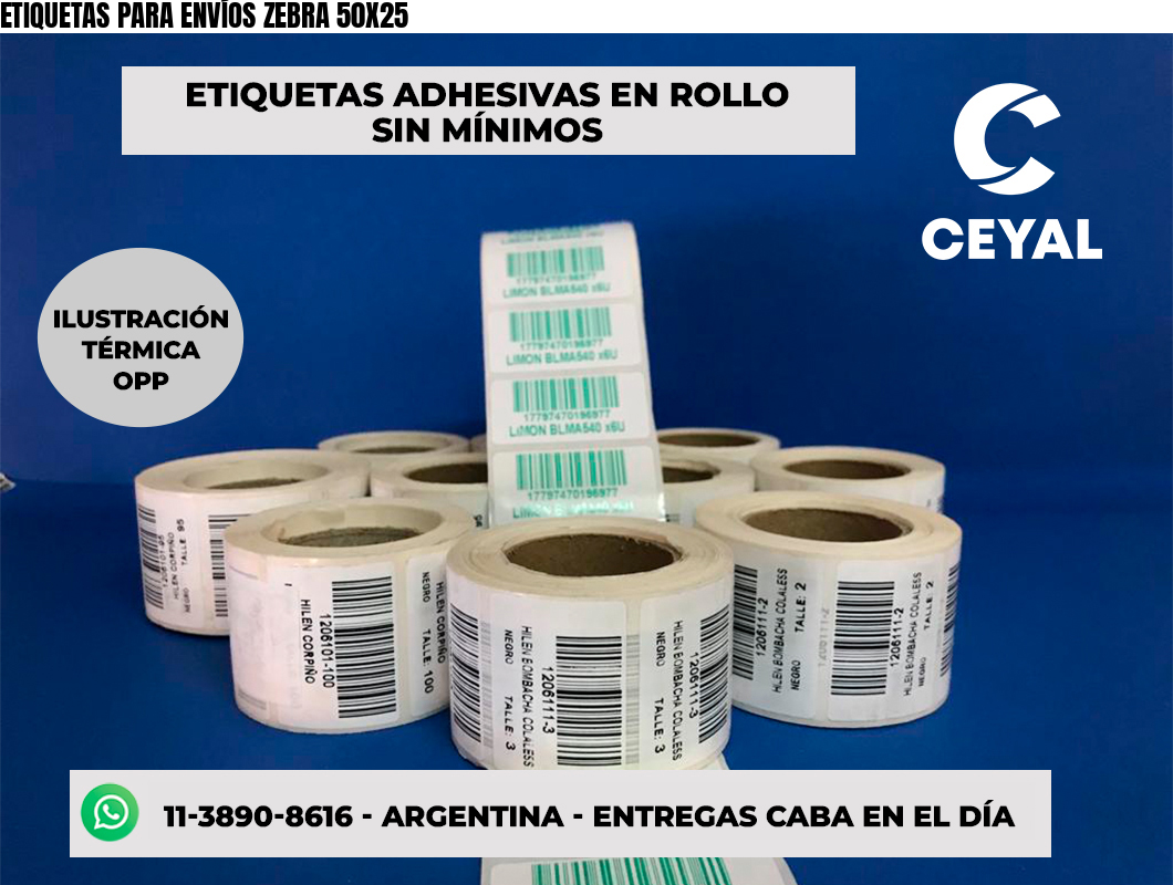 ETIQUETAS PARA ENVÍOS ZEBRA 50X25
