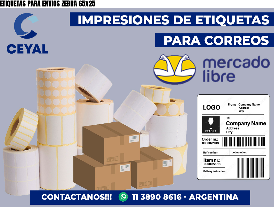 ETIQUETAS PARA ENVÍOS ZEBRA 65×25