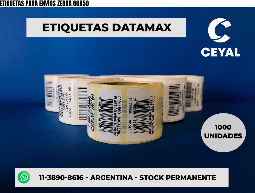 ETIQUETAS PARA ENVÍOS ZEBRA 80X50