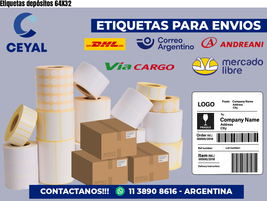 Etiquetas depósitos 64X32