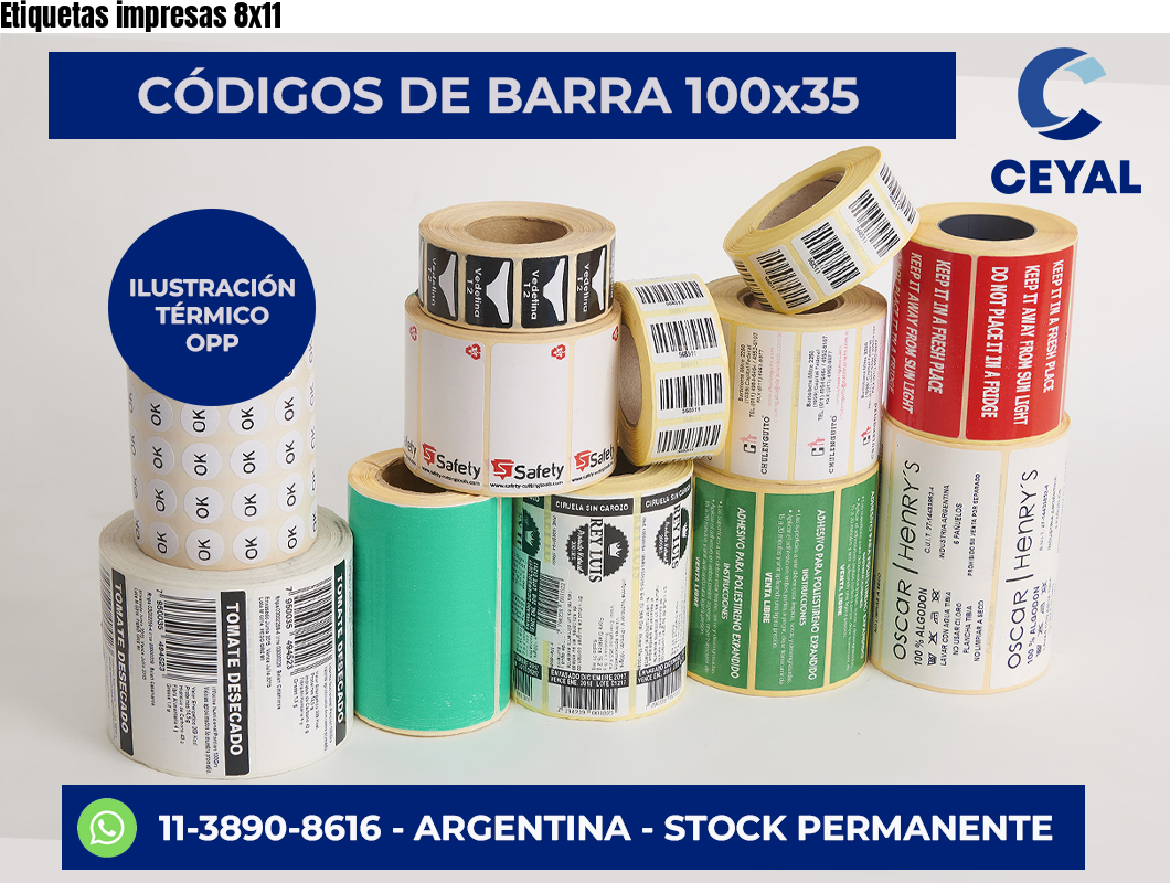 Etiquetas impresas 8×11