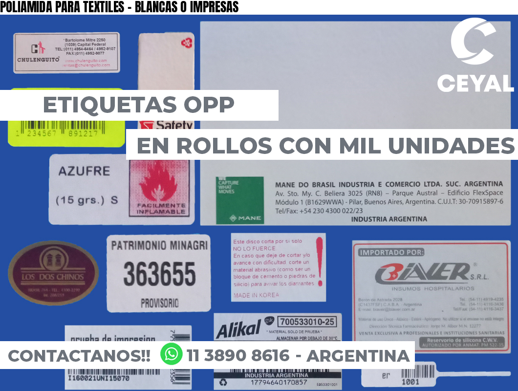 POLIAMIDA PARA TEXTILES - BLANCAS O IMPRESAS