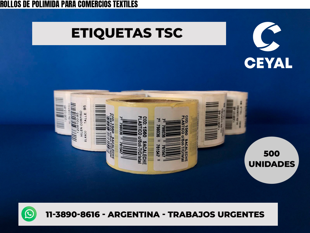 ROLLOS DE POLIMIDA PARA COMERCIOS TEXTILES