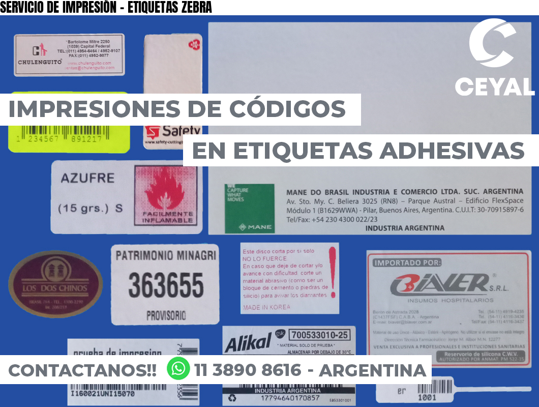 SERVICIO DE IMPRESIÓN – ETIQUETAS ZEBRA