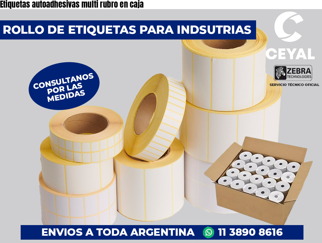 Etiquetas autoadhesivas multi rubro en caja