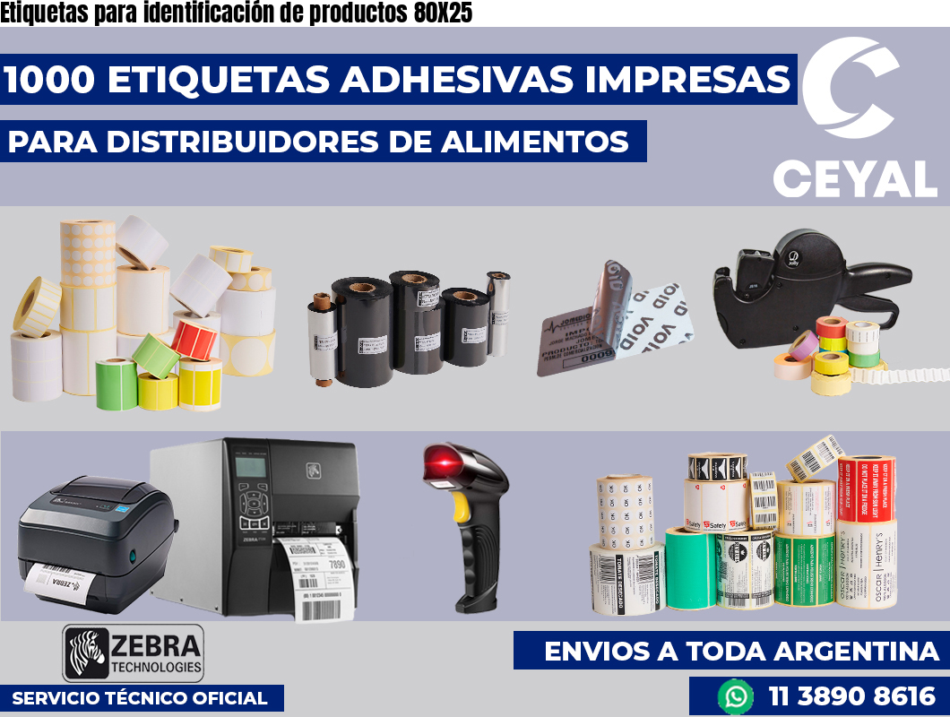Etiquetas para identificación de productos 80X25