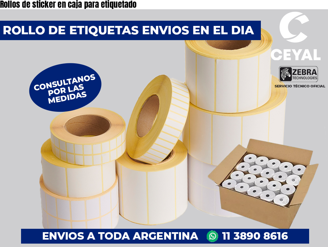 Rollos de sticker en caja para etiquetado