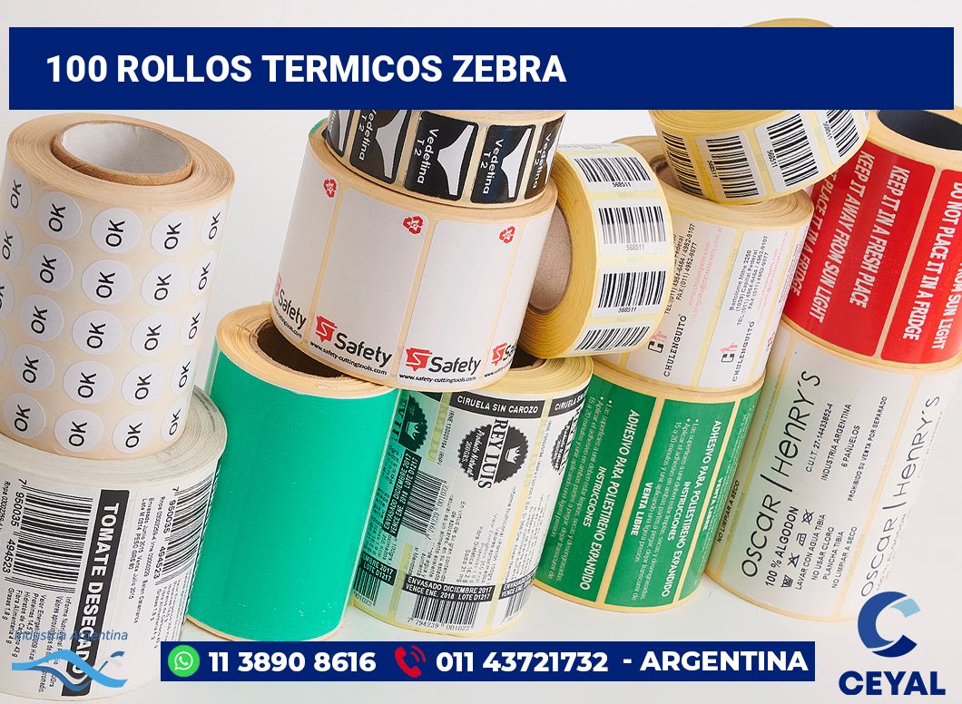 100 Rollos termicos zebra