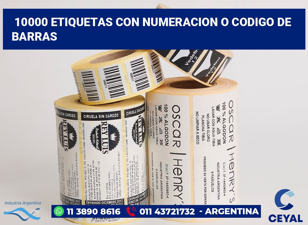 10000 Etiquetas con numeracion o codigo de barras