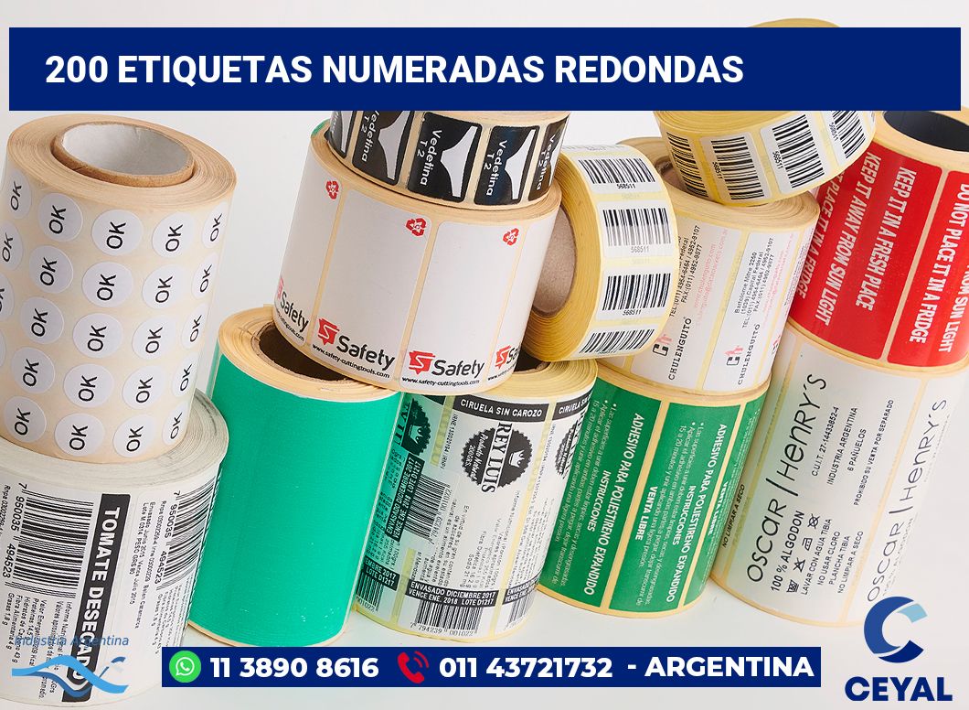 200 Etiquetas numeradas redondas