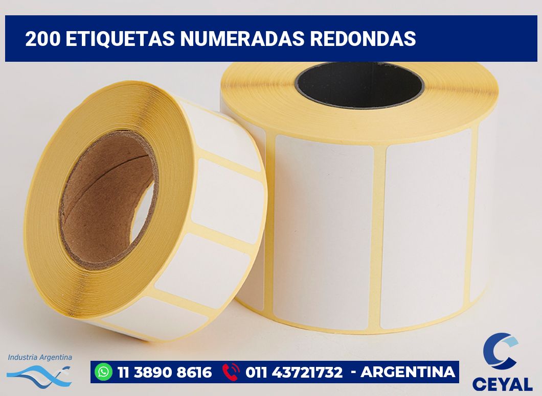 200 Etiquetas numeradas redondas