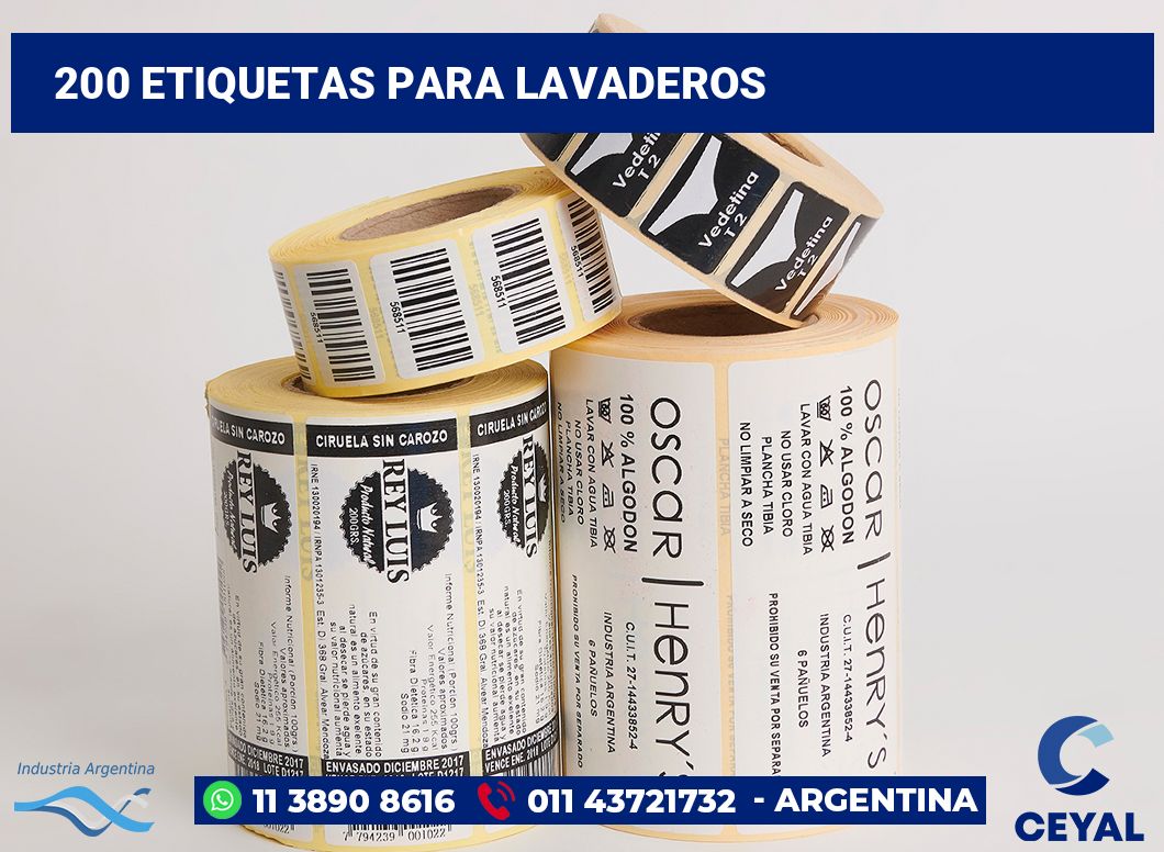 200 Etiquetas para lavaderos