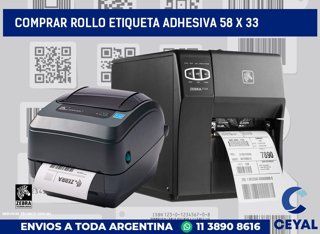 Comprar rollo etiqueta adhesiva 58 x 33